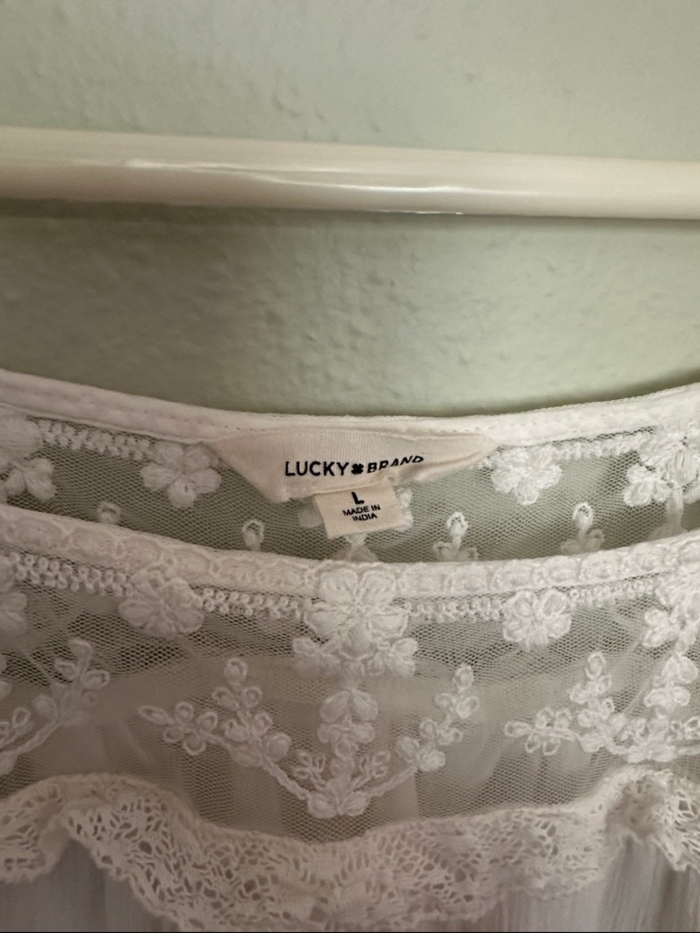 Lucky Brand White Lace Yoke Blouse - Picture 3 of 4